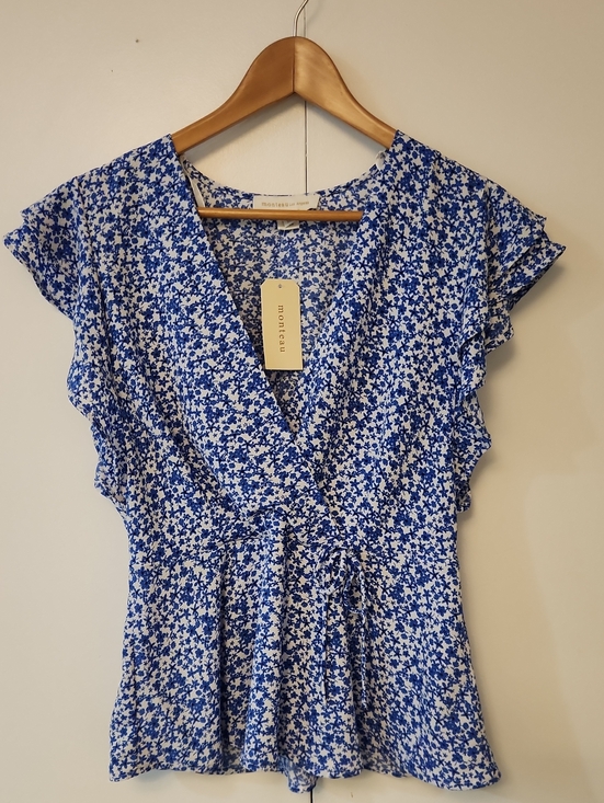 Monteau Los Angeles Tops - Monteau Faux Wrap Blouse (Misses XL)